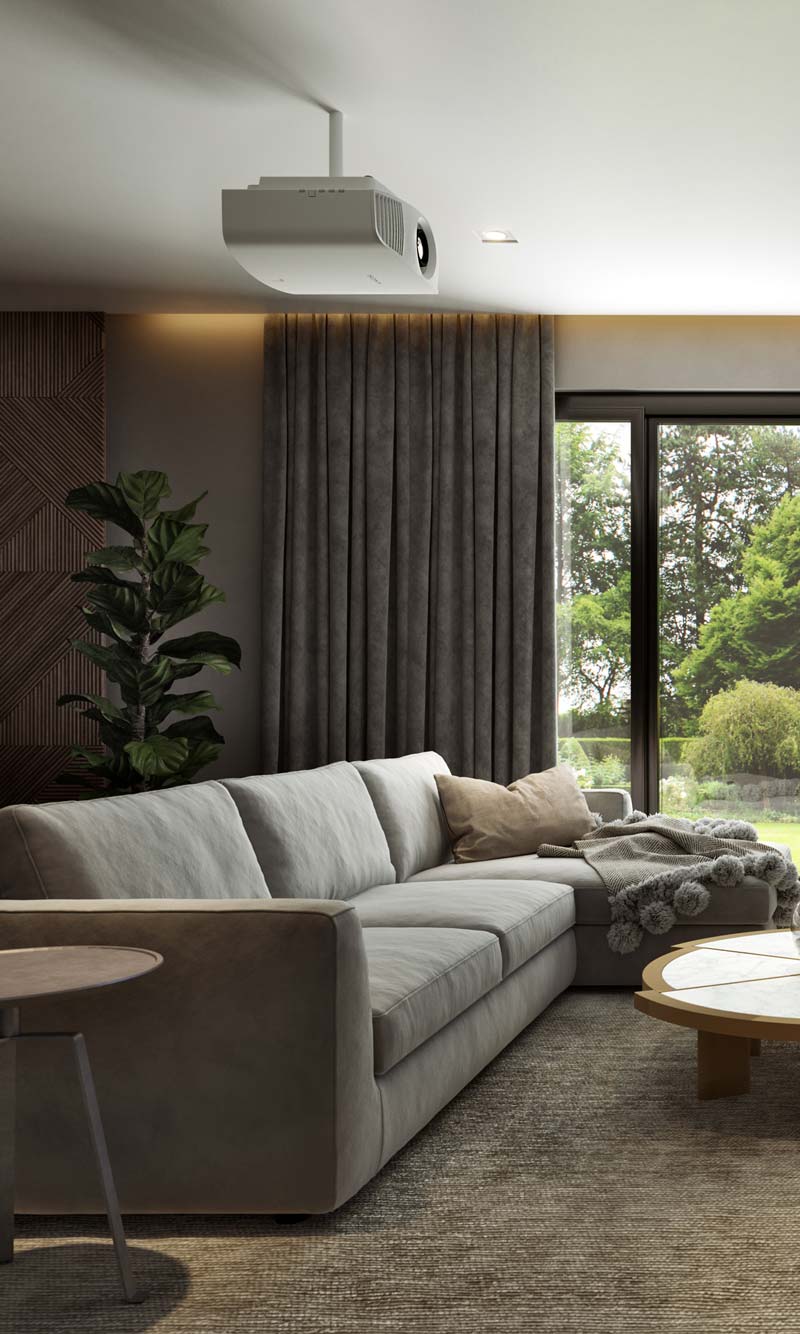 media room with a sony projector